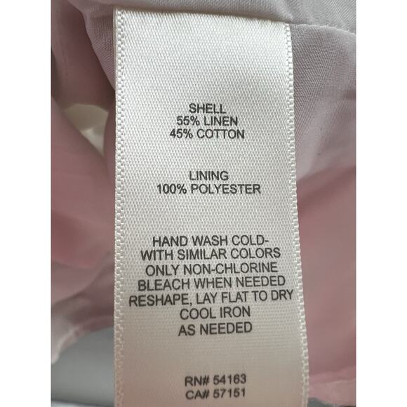 Eliza J Sleeveless Shift Dress Linen Blend Beige White Stripe Lined 14 Cruise - Picture 4 of 9